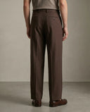 Pleated Structured Wide-Leg Trouser - Deep Walnut CLAZZEY