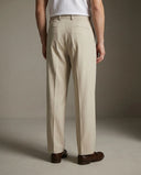 Pleated Structured Wide-Leg Trouser - Ecru Cream CLAZZEY