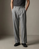 Pleated Structured Wide-Leg Trouser - Steel Anthracite CLAZZEY