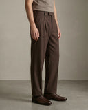 Pleated Structured Wide-Leg Trouser - Deep Walnut CLAZZEY