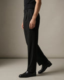 Pleated Structured Wide-Leg Trouser - Obsidian Black CLAZZEY
