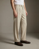 Pleated Structured Wide-Leg Trouser - Ecru Cream CLAZZEY