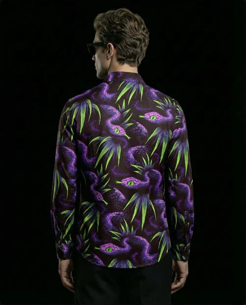 Abyssal Tide Premium Neon Serpent Cotton Shirt