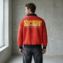 Red Wave "Canvas" Fur-Lined Zip-Up Jacket CLAZZEY