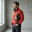 Red Wave "Canvas" Fur-Lined Zip-Up Jacket CLAZZEY