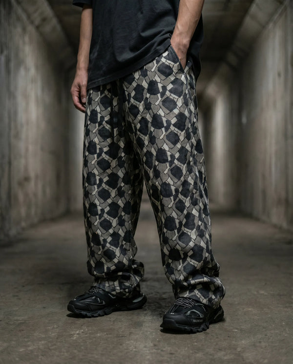 Geometric Symmetry Wide Leg Trousers