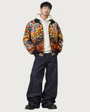 Abstract Savanna fur-lined zip-up jacket – full look on model