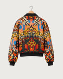 Abstract Savanna fur-lined zip-up jacket – back print