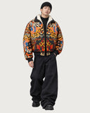 Abstract Savanna fur-lined zip-up jacket – styled all black
