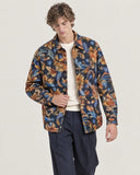 Baroque Bloom tapestry shacket - worn open, front view