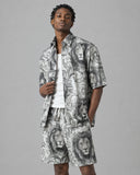 Baroque Lion co-ord shirt worn open over tank