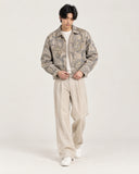 Cartograph tapestry shacket styled on model - full look