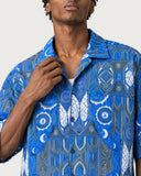 Cathedral Boxy-Fit Cuban Shirt collar and print close-up
