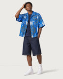 Cathedral Boxy-Fit Cuban Shirt summer look with indigo denim shorts