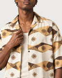 Compass Boxy-Fit Cuban Shirt collar and print close-up