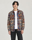 Cultural Reign tapestry shacket - worn open, front view