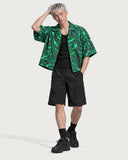 Cybernetic Boxy-Fit Cuban Shirt summer look with black nylon shorts