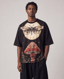 Dark Bloom printed relaxed tee on model front