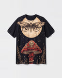 Dark Bloom printed tee flat lay