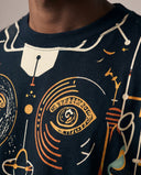 Futuristic Oracle graphic relaxed tee print and cotton detail