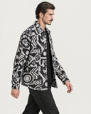 Graphic Illusion tapestry shacket - side view