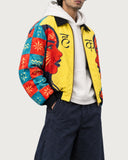 HAQ Empowerment fur-lined zip-up jacket – sleeve print