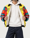 HAQ Empowerment fur-lined zip-up jacket – off-white faux fur lining