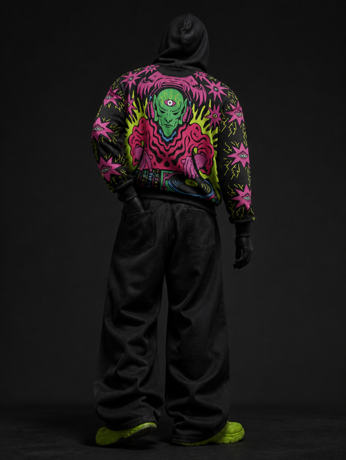 Neon Alien DJ Signature Baggy Hoodie