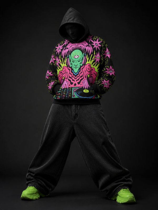Neon Alien DJ Signature Baggy Hoodie