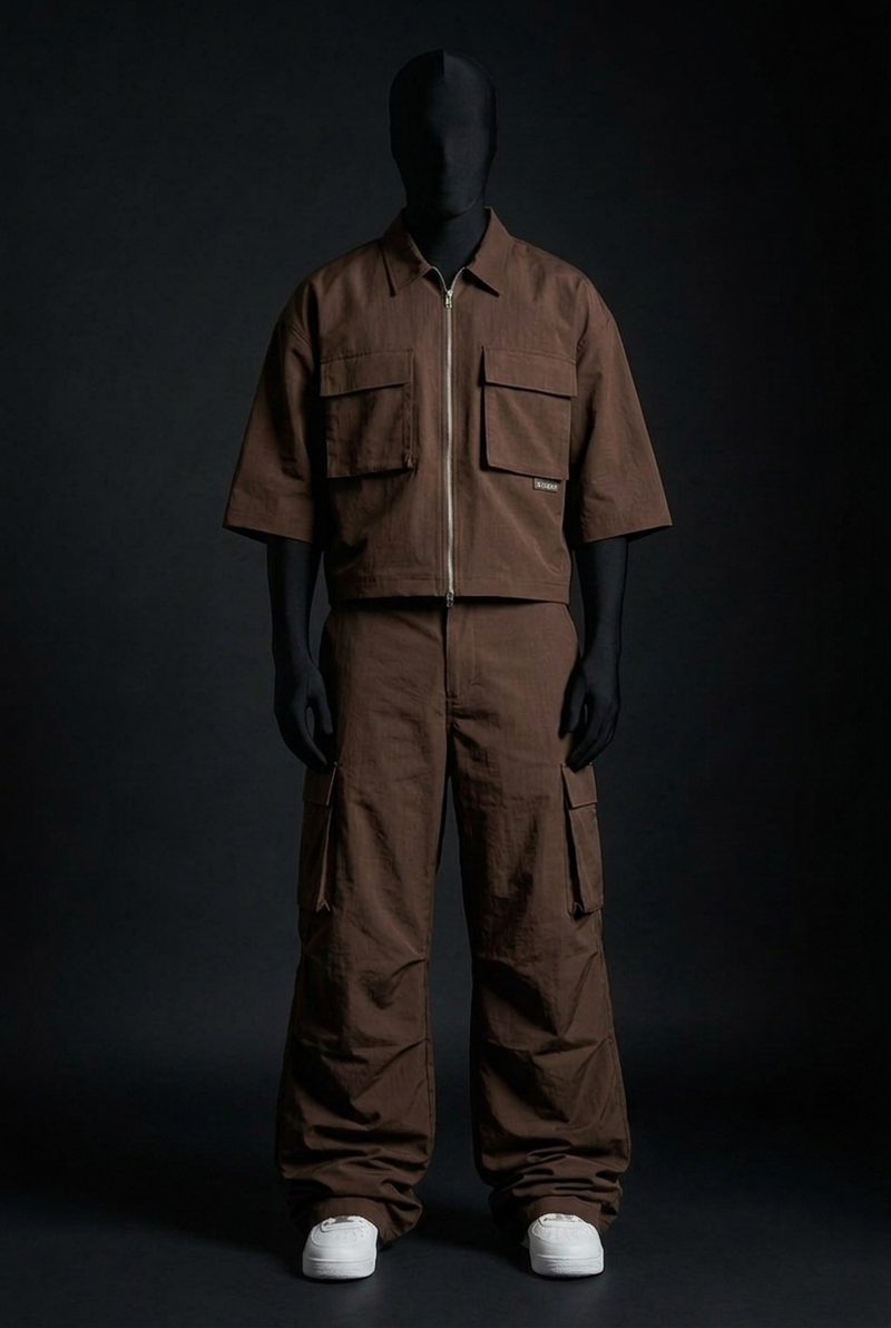 Earth Core Crush-Nylon Zip Co-ord Set