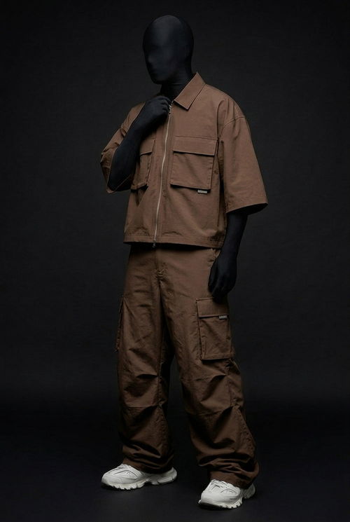 Earth Core Crush-Nylon Zip Co-ord Set