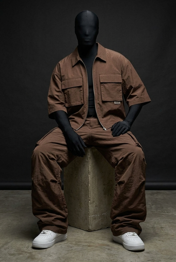 Earth Core Crush-Nylon Zip Co-ord Set