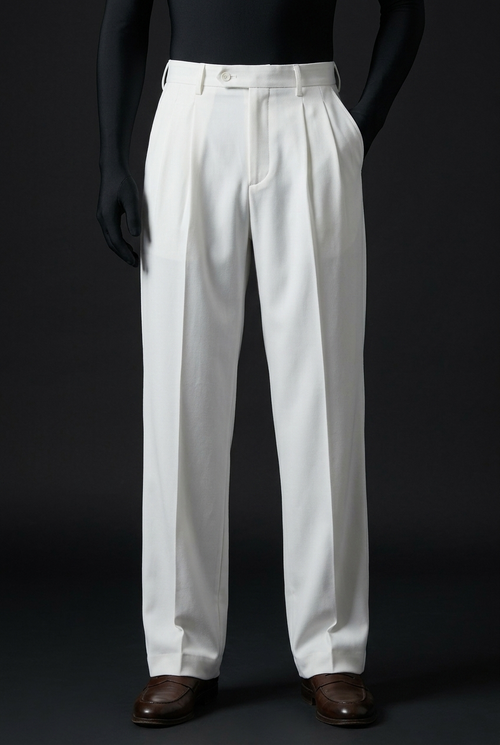 Pleated Structured Wide-Leg Trouser - Alabaster White