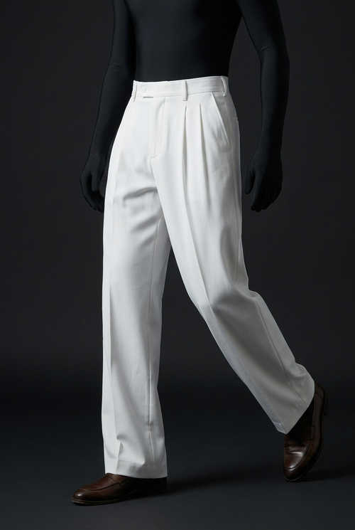 Pleated Structured Wide-Leg Trouser - Alabaster White