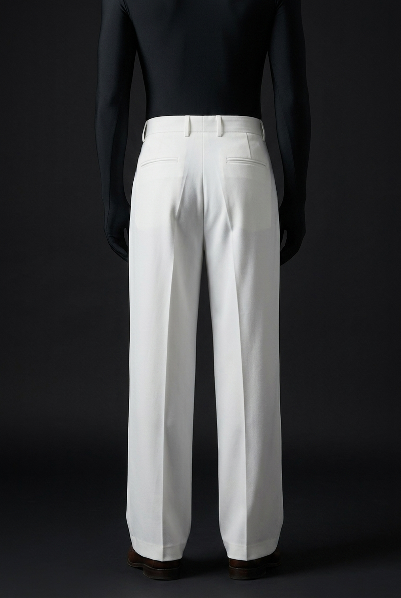 Pleated Structured Wide-Leg Trouser - Alabaster White