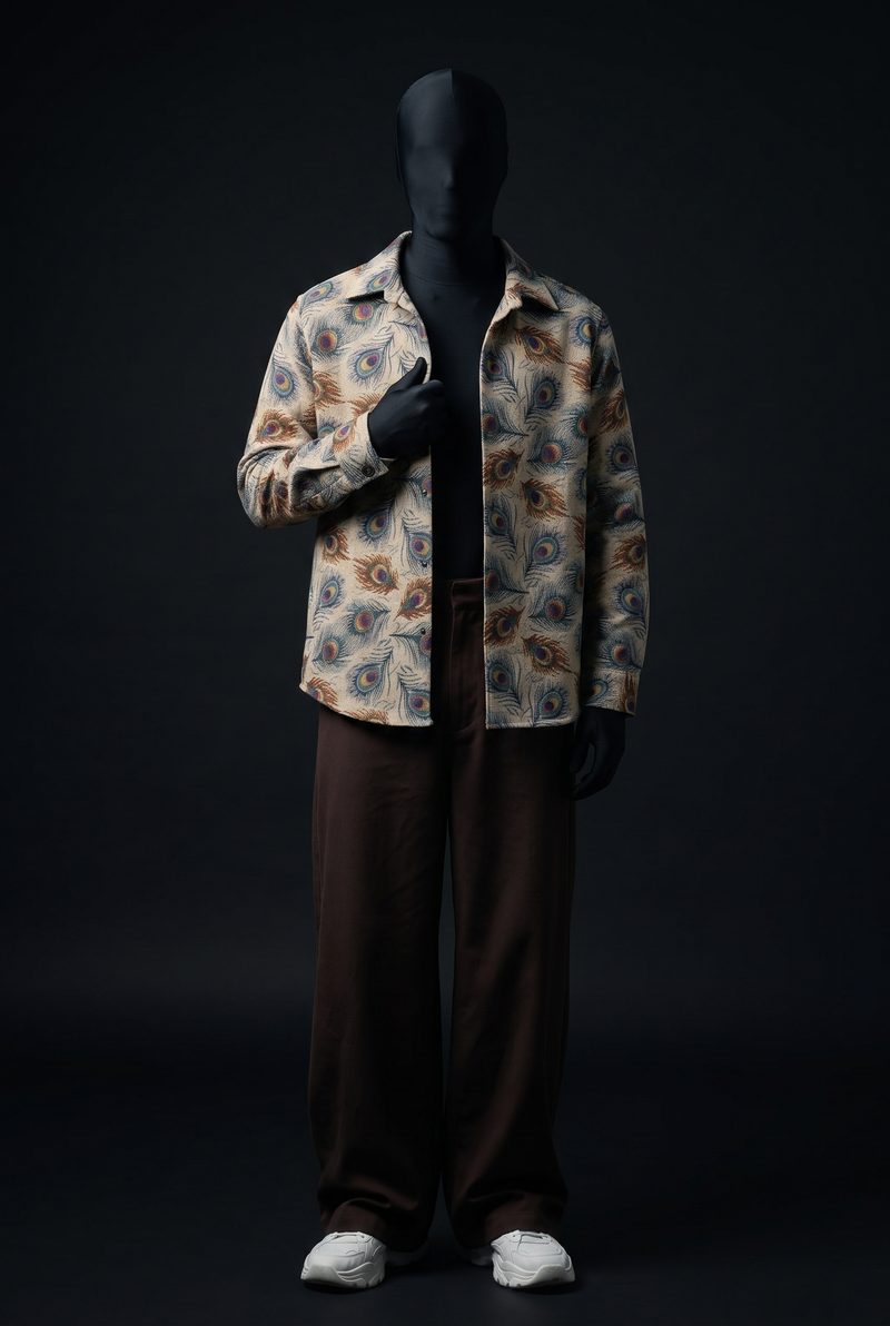 Rajwada Feathers Luxury Tapestry Overshirt