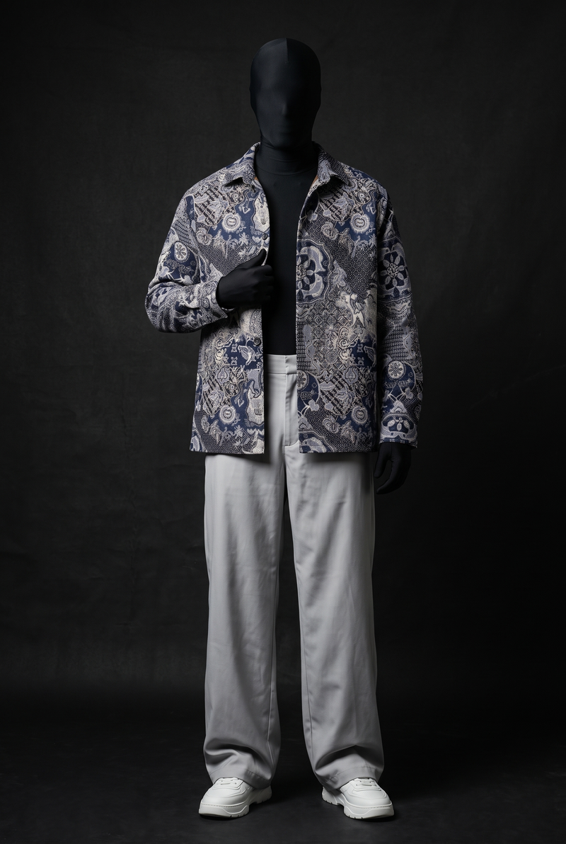 Navy Nebula Luxury Tapestry Overshirt