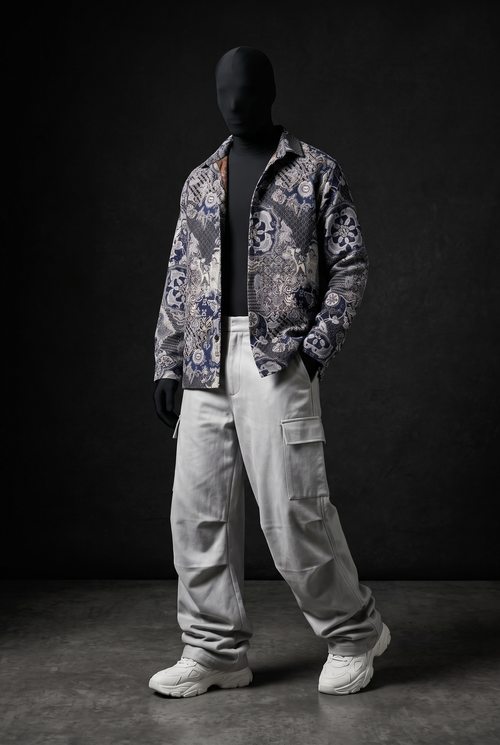 Navy Nebula Luxury Tapestry Overshirt