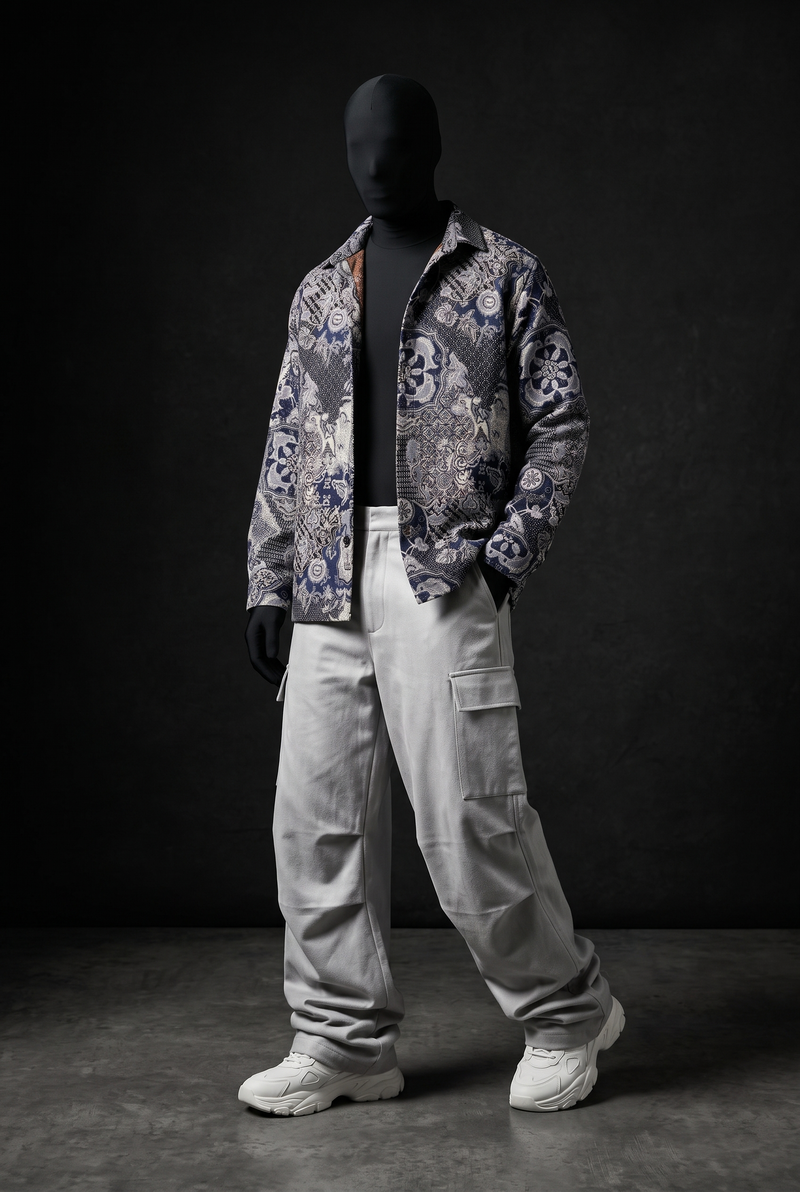 Navy Nebula Luxury Tapestry Overshirt