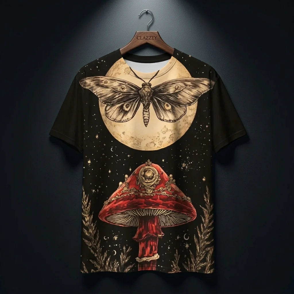 Dark Bloom Printed Tee – Floral Graphic Cotton T-Shirt