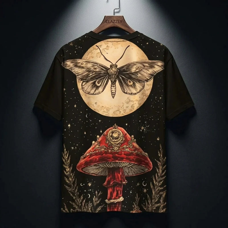 Dark Bloom Printed Tee – Floral Graphic Cotton T-Shirt