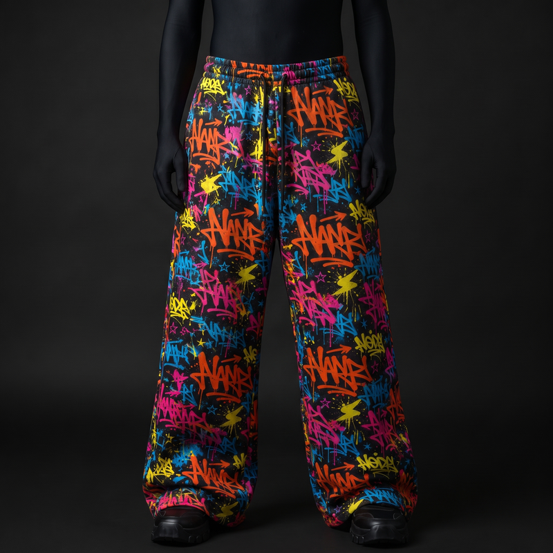 Neon Graffiti Baggy Pants