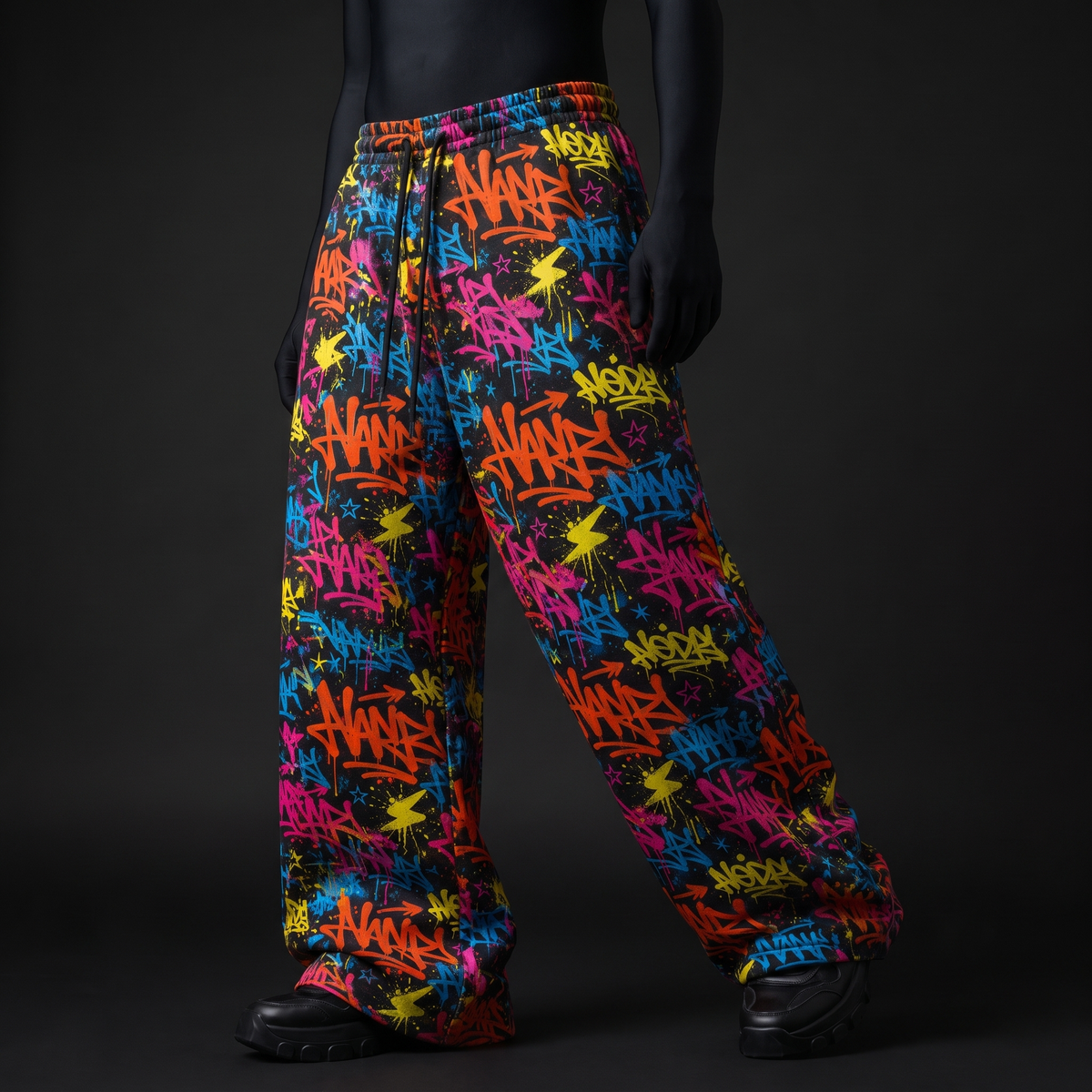 Neon Graffiti Baggy Pants