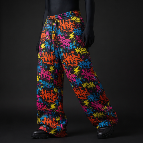 Neon Graffiti Baggy Pants