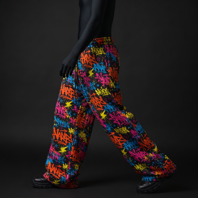 Neon Graffiti Baggy Pants