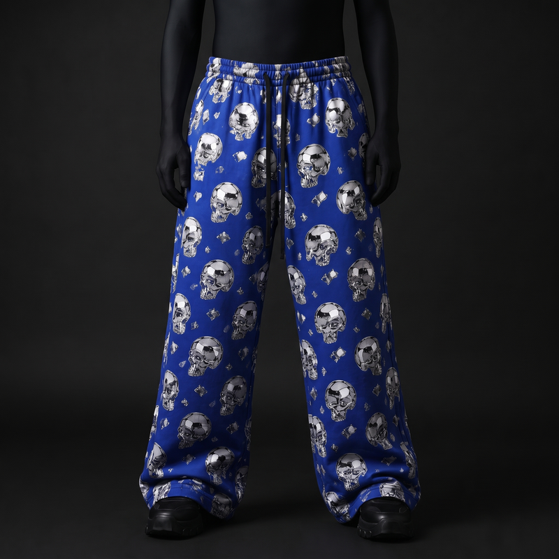 Royal Blue Skull Baggy Pants