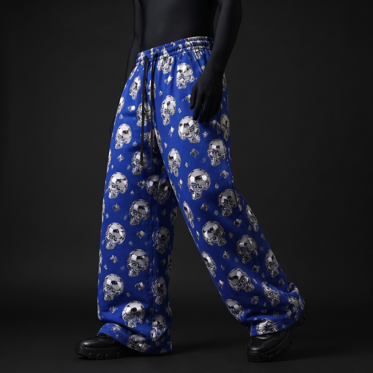 Royal Blue Skull Baggy Pants