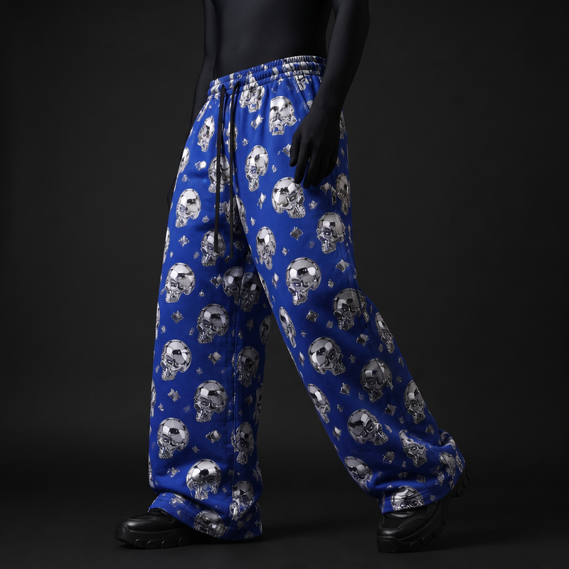 Royal Blue Skull Baggy Pants