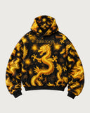 Inferno Dragon heavyweight graphic hoodie - front flat lay