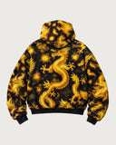 Inferno Dragon heavyweight graphic hoodie - back flat lay